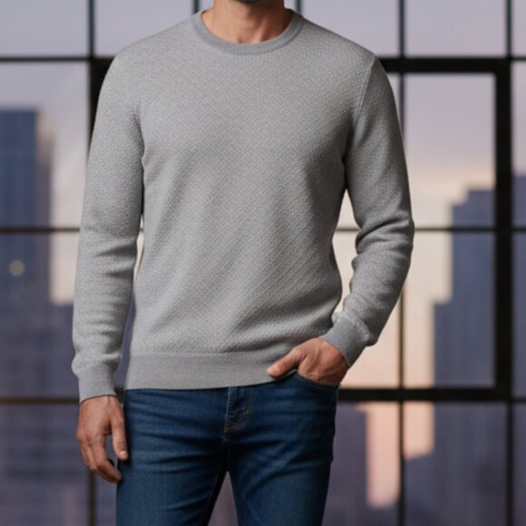 Emporio Armani 100% Virgin Wool Gray Men's crewneck sweater, Size XL - Picture 9 of 14